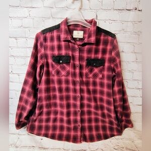 Legendary White Tails Womens Western Embroidered Plaid Country Boho XXL Button D